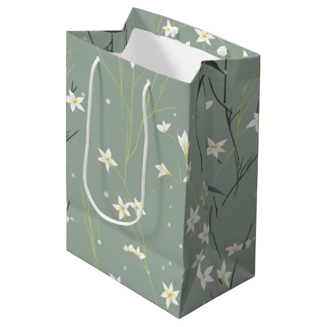 Serene Bamboo Blossom Asian  (9) Medium Gift Bag (Front Angled)