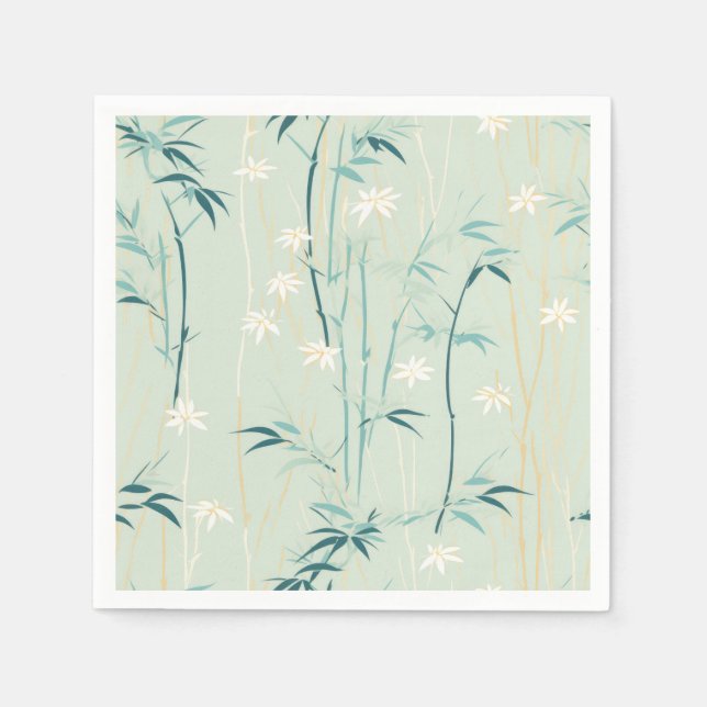 Serene Bamboo Blossom Asian  (9) Napkin (Front)