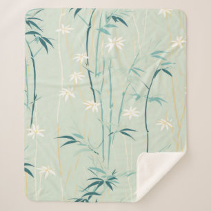 Serene Bamboo Blossom Asian  (9) Sherpa Blanket