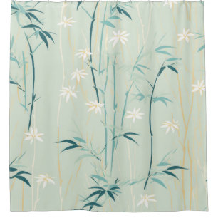 Serene Bamboo Blossom Asian (9) Shower Curtain