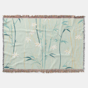 Serene Bamboo Blossom Asian  (9) Throw Blanket