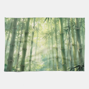 Serene Bamboo Forest Mist Glow Tea Towel