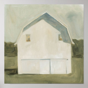 Serene Barn - White Poster