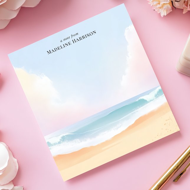 Serene Beach Clouds Ocean Sky Personalised Name Notepad (Creator Uploaded)