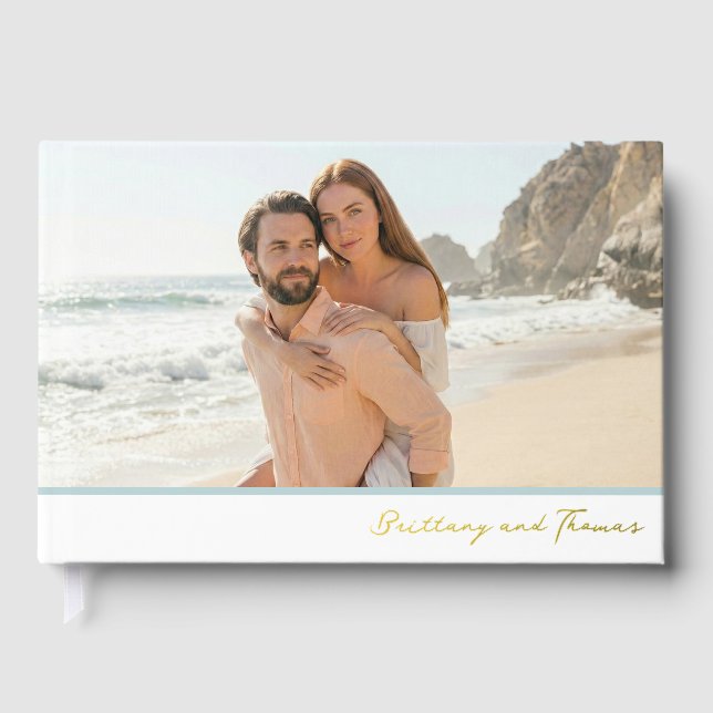 Serene Beach Romantic Photo Guest Book (Front)