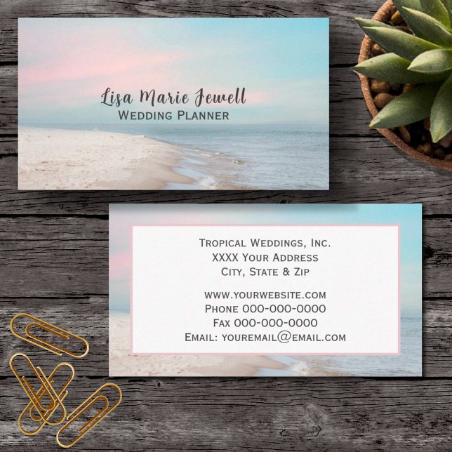 Serene Beach Scene with Pastel Sky Business Card (Creator Uploaded)
