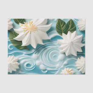Serene Beach Scene with White Seafoam Tissue Paper