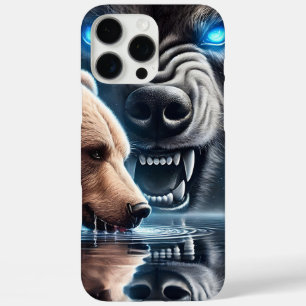Serene Bear and Dominant Bear Silhouette iPhone 16 Pro Max Case