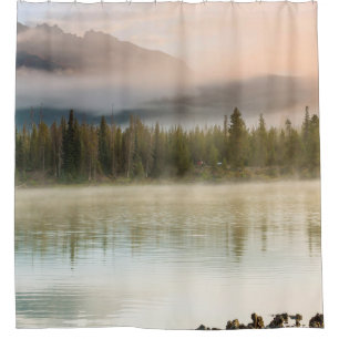 Serene beautiful lake in morning mountains, Oregon Shower Curtain
