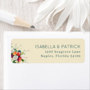Serene Beige Floral Bouquet Return Address Label