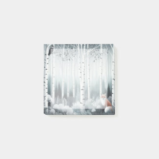 Serene Birchwood Forest Desk Notes - Post-It Notes