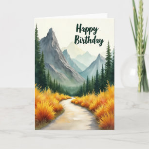 Serene Birthday Mountain Path Card