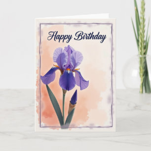 Serene Birthday Violet Iris Card