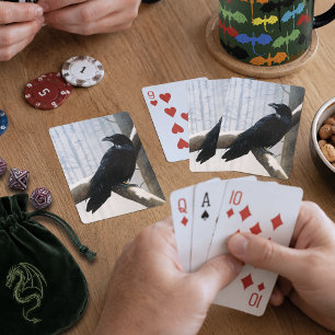 Serene Black Raven Snow Winter Forest Playing Cards
