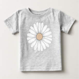 Serene Bloom - Daisy Flower Delicate Illustration Baby T-Shirt