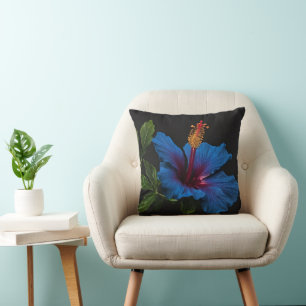 "Serene Bloom: The Beauty of Blue Hibiscus Flowers Cushion