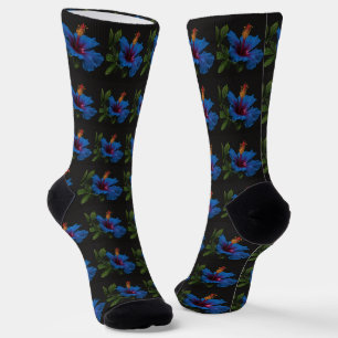 "Serene Bloom: The Beauty of Blue Hibiscus Flowers Socks