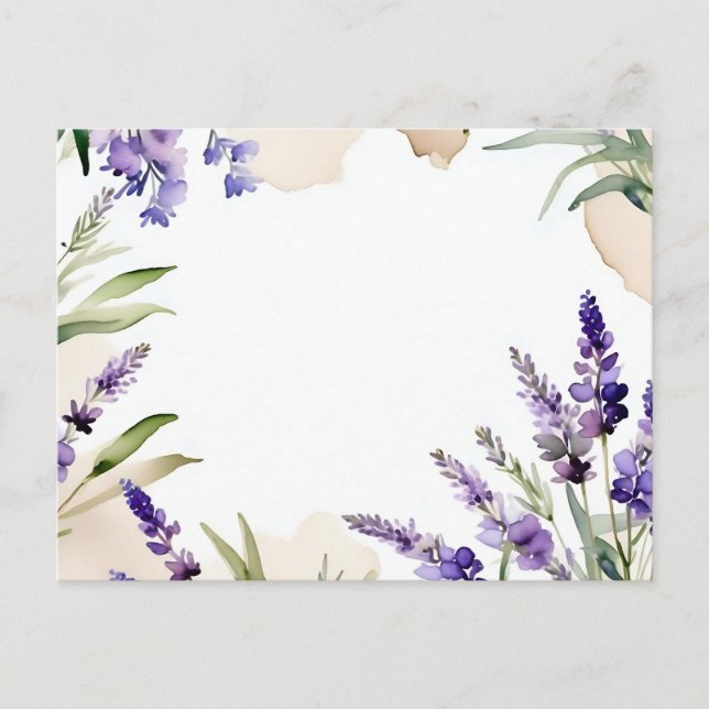 Serene Blooms Watercolor Lavender Postcard (Front)