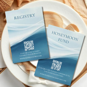 Serene Blue Abstract Beach Wedding Registry Enclosure Card