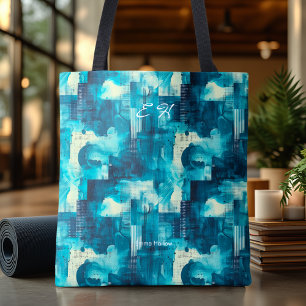 Serene Blue Abstract Personalised Tote Bag