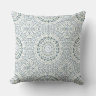 Serene Blue and Green Mandala Pattern Design Cushion