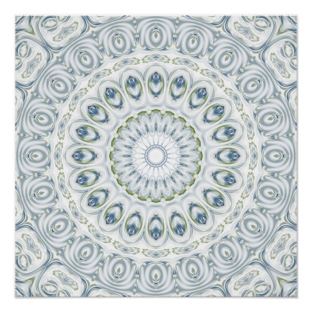 Serene Blue and Green Mandala Pattern Design Poster (Front)