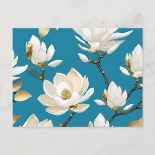 Serene Blue Background with Magnolia Postcard