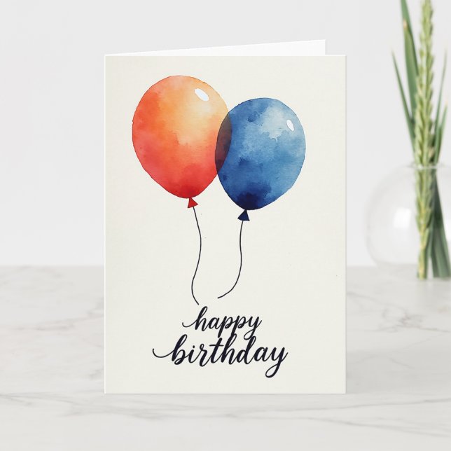 Serene Blue Birthday Card (Front)