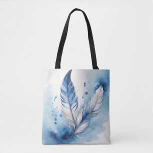 Serene Blue Feather Tote Bag