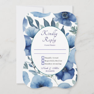 Serene Blue Floral Wedding Invitations