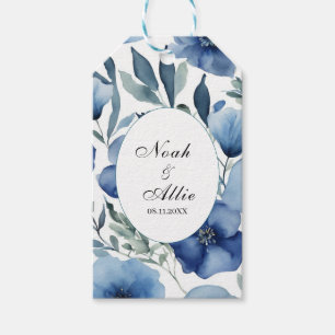 Serene Blue Floral Wedding Invitations Gift Tags