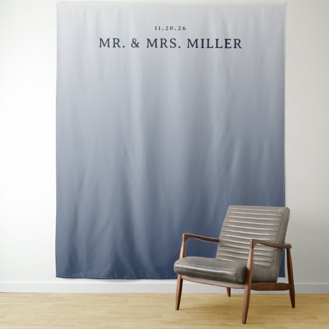 Serene Blue Gradient Minimalist Tapestry (In Situ)