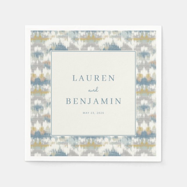 Serene Blue Gray Geometric Peaks Napkin (Front)
