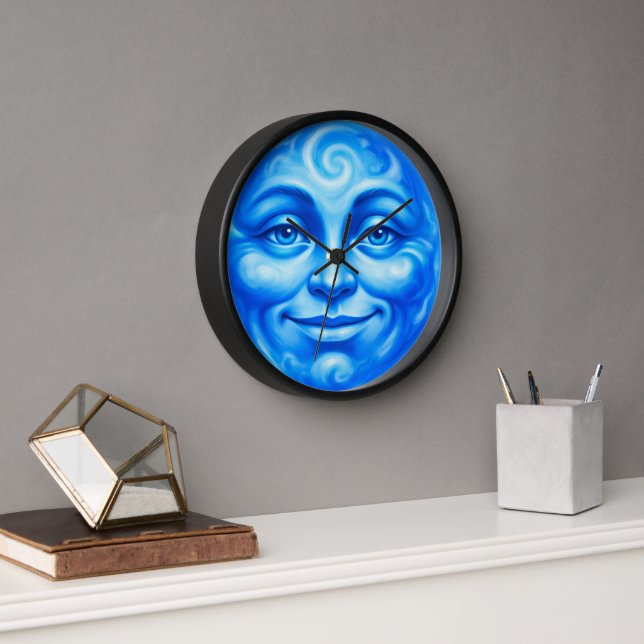 Serene blue lunar guardian calm elemental Gothic w Clock (Office)