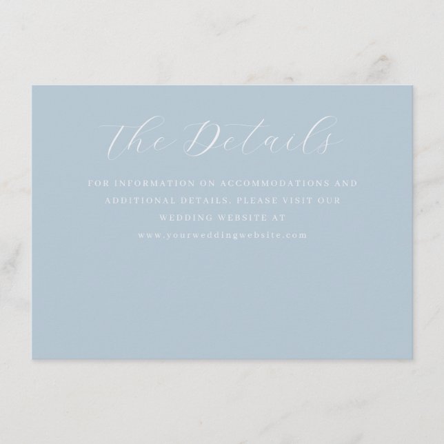 Serene Blue Minimalist Calligraphy Enclosure Card (Front)