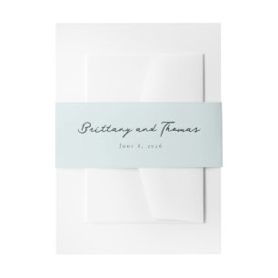 Serene Blue Minimalist Calligraphy Invitation Belly Band