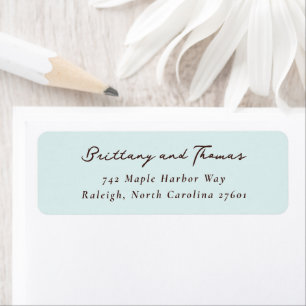Serene Blue Minimalist Calligraphy Return Address Label