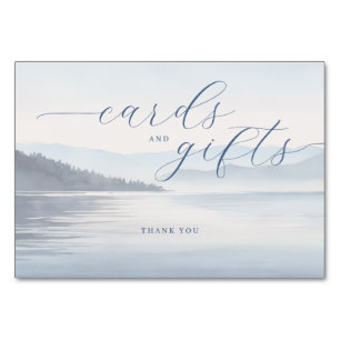 Serene Blue Minimalist Landscape Table Number