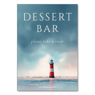 Serene Blue Minimalist Lighthouse Table Number