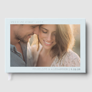 Serene Blue Minimalist Photo Guest Book
