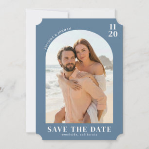 Serene Blue Minimalist Photo Save The Date