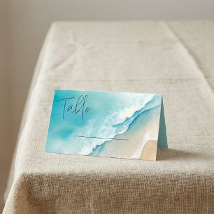 Serene Blue Ocean Beach Table Number Cards