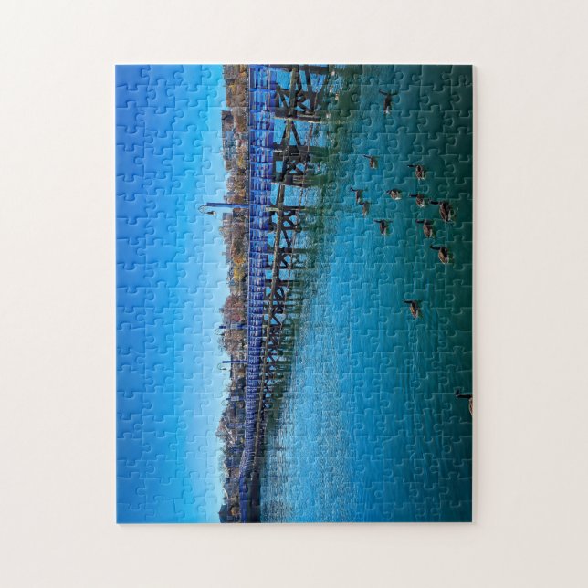 Serene Blue Pier Puzzle (Vertical)