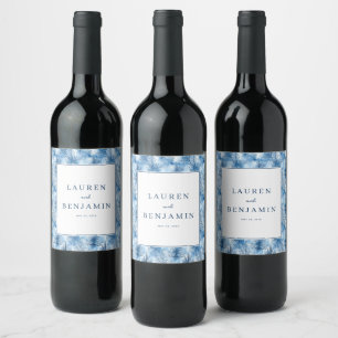 Serene Blue Pine Tree Wine Label