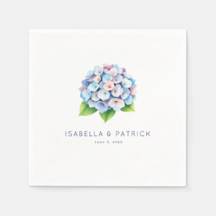 Serene Blue Pink Watercolor Hydrangea Napkin