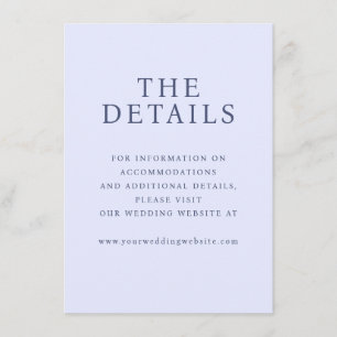 Serene Blue Typographic Wedding Details Enclosure Card