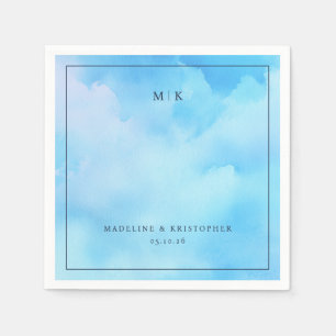 Serene Blue Watercolor Clouds Napkin