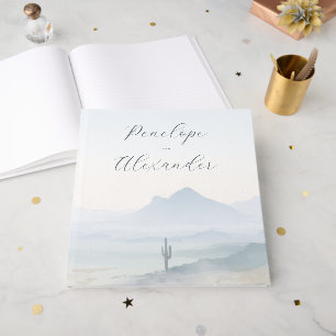 Serene Blue Watercolor Desert Landscape Guest Book