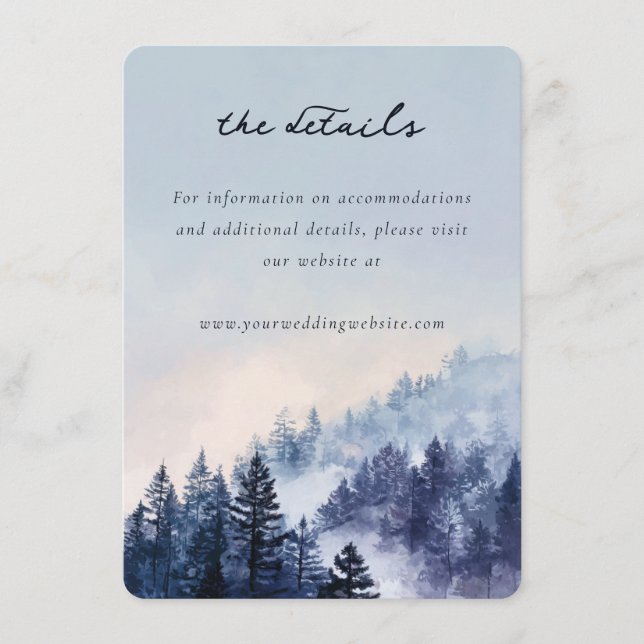 Serene Blue Watercolor Forest Enclosure Card (Front)