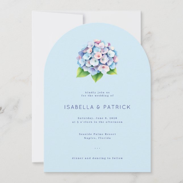 Serene Blue Watercolor Hydrangea Invitation (Front)